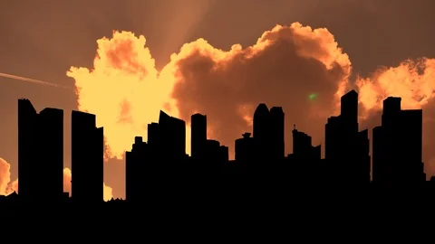 Singapore Skyline, Sunset with Clouds Timelapse Stock Footage 110239054