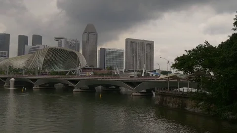 singapore storm sky bay famous esplanade... | Stock Video | Pond5