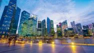 Singapore, Sunset At Marina Bay Quay Stock Footage