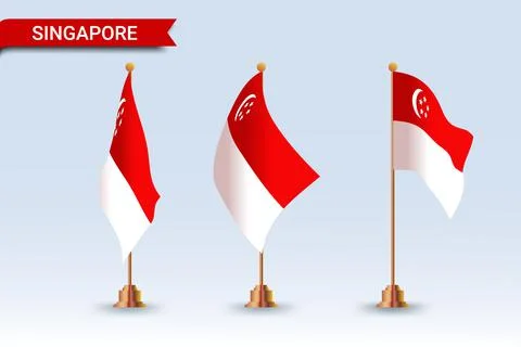 Singapore table flag set with different styles Stock Illustration