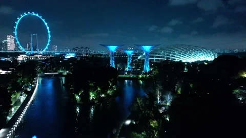 Singapore , View of the eggs floating over water, the decoration at the Видео 143641010