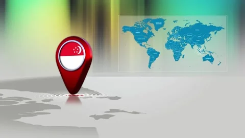 Singapore World Map Pin Location Background Loop 4k Stock Footage 342384717