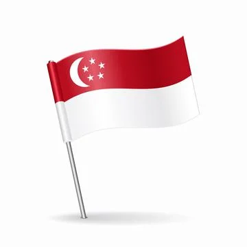 Singaporean flag map pointer layout. Vector illustration. Illustrazione stock