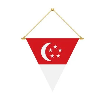 Singaporean triangle flag hanging, vector illustration Stock Illustration