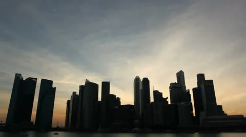Singapore's silhouette at sunset. Stock Footage 24458847