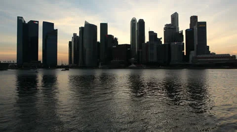 Singapore's silhouette at sunset Stock Footage 24459993