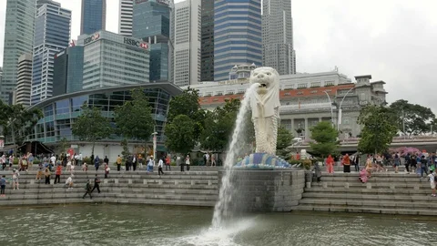 Singapur view city lion Stock Footage