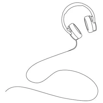 Singe line abstract vector illustration of stereo headphones Illustrazione stock