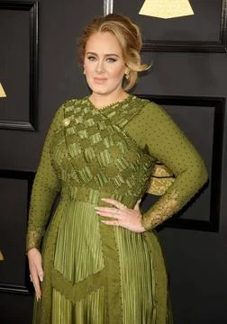  Singer Adele arrives at the 59th Grammy Awards at the Staples Center on F... Stock-Fotos