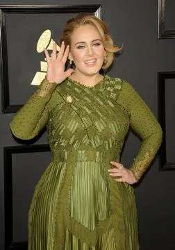  Singer Adele arrives at the 59th Grammy Awards at the Staples Center on F... Stock-Fotos