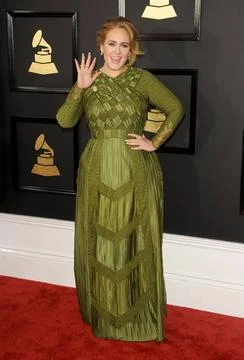  Singer Adele arrives at the 59th Grammy Awards at the Staples Center on F... Stock-Fotos