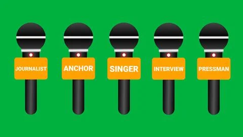 Singer, anchor, journalist, interview and press man label mike Illustrazione stock