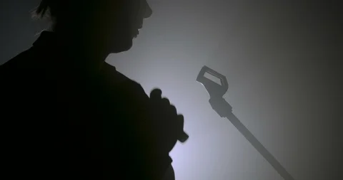 Singer and microphone silhouette Video stock 103650470