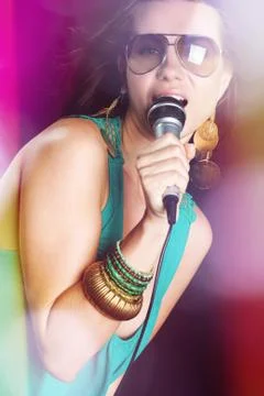 Singer Colored Lights Stock Photos