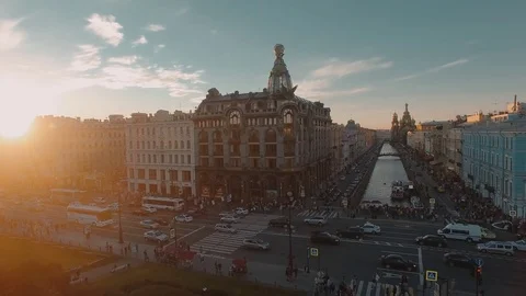 Singer Company Building in St. Petersburg Russia Stock Footage