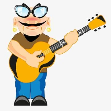Singer with guitar Stock Illustration