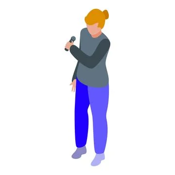 Singer holding a microphone, performing live music during a concert Stock Illustration
