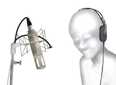 Singer Laying Down Some Vocal Tracks in A Recording Studio. Stock Illustration