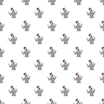 Singer man holding microphone seamless pattern Stock Illustration
