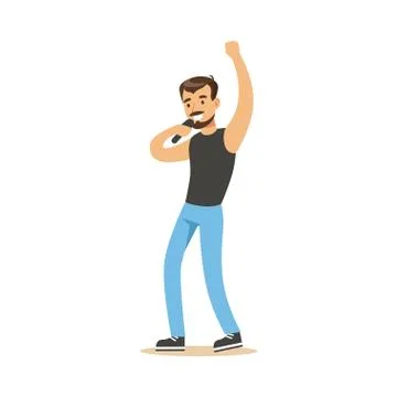 Singer man performing a song vector Illustration Stock Illustration