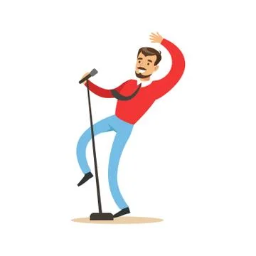 Singer man performing a song vector Illustration Stock Illustration