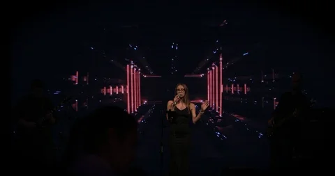 Singer with microphone Stock Footage 100483253