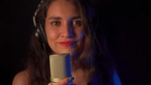 Singer with microphone Stock Footage 162588568