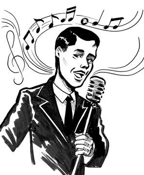 Singer with a microphone Illustrazione stock