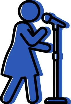 Singer performing with microphone graphic icon Stock Illustration