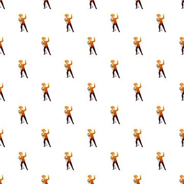 Singer performing with microphone seamless pattern background Stock Illustration
