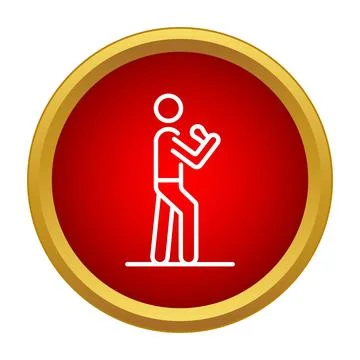 Singer performing music with microphone icon button Stock Illustration