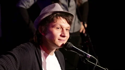 Singer performs a club closeup Stock Footage 47288490