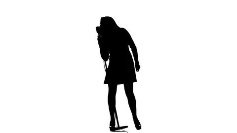 Singer performs her song of authorship. White background. Silhouette Stock Footage 82335430