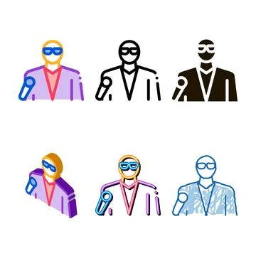 Singer profession icon vector multistyle outline Stock Illustration