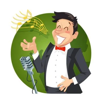 Singer sing with microphone Illustrazione stock