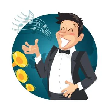 Singer sing with orchestra Stock Illustration