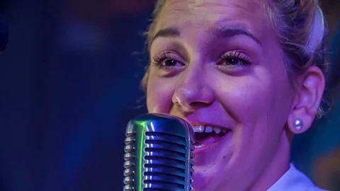 Singer is singing passionately Video stock 112199748