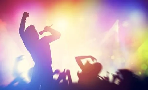 Singer singing on stage on a concert. Stock Illustration