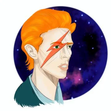 Singer space oddity heroes Stock Illustration