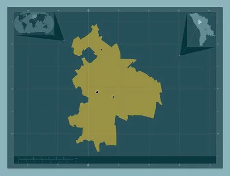 Singerei, Moldova. Solid color shape. Locations of major cities of the region Stock Illustration