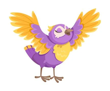 Singing Bird with Beak Enjoy Spring Vector Illustration Ilustración de archivo