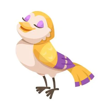 Singing Bird with Beak Enjoy Spring Vector Illustration 스톡 일러스트