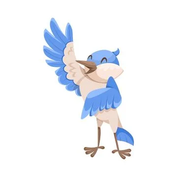 Singing Bird with Beak Enjoy Spring Vector Illustration 스톡 일러스트