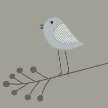 Singing bird on a branch Stock Illustration