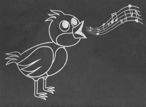 Singing bird on chalkboard Stock Illustration