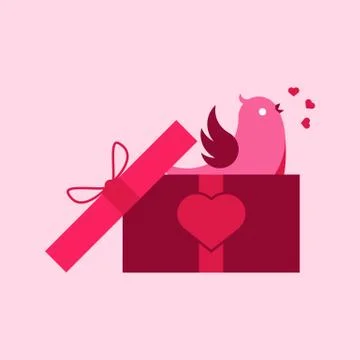 Singing Bird Gift Box Vector Illustration Graphic 库存插图
