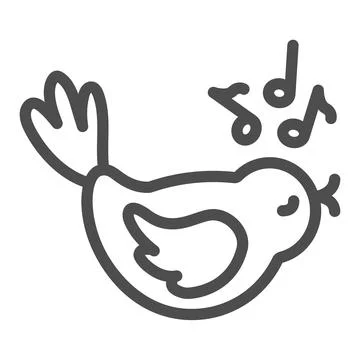 Singing bird with musical notes line icon, gardening concept, bird sings a song Ilustración de archivo