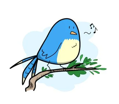 Singing Blue Bird Stock Illustration
