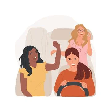 Singing in the car isolated cartoon vector illustration. Stock Illustration