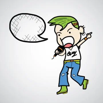 Singing cartoon sketch Stock Illustration